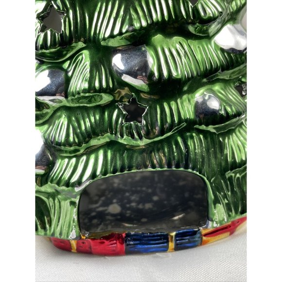 Christmas Tree Tea Light Votive Candle Holder Ceramic Santa’s Collection Vintage - Picture 12 of 12
